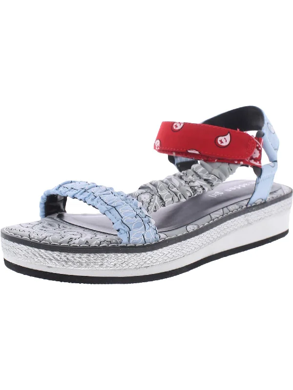Gigi Womens Embroidered Ankle Strap Flatform Sandals Smart - Shoe Functionality Style  
