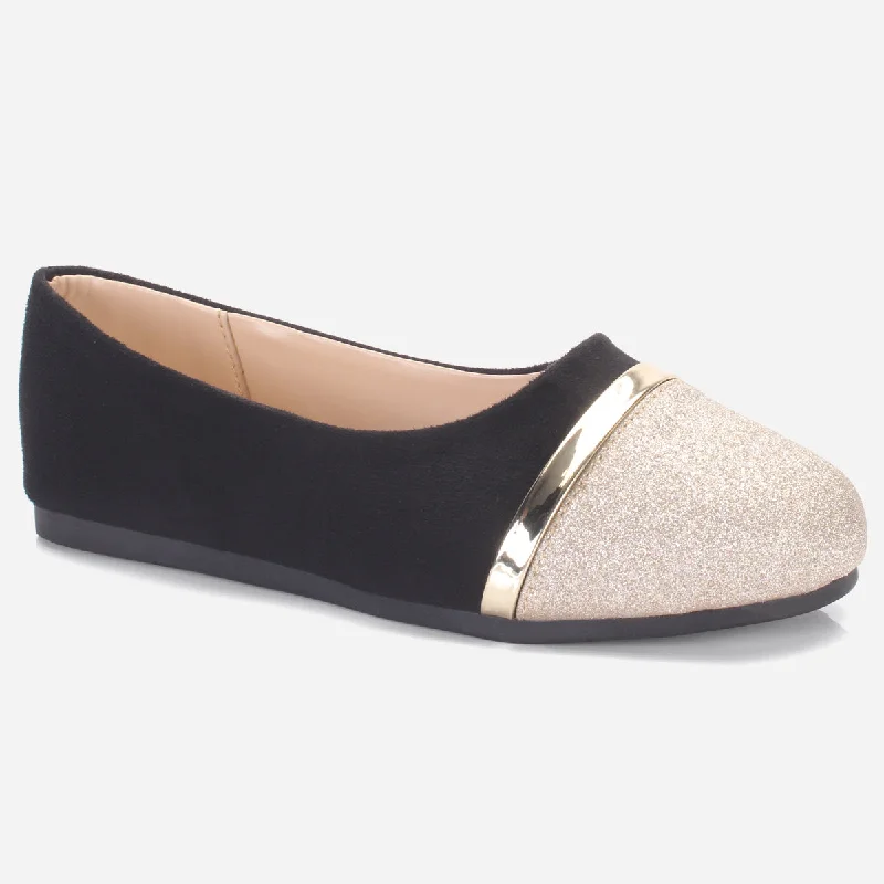 Girls "JANNIE" Shimmer Flat Pumps Buckle -