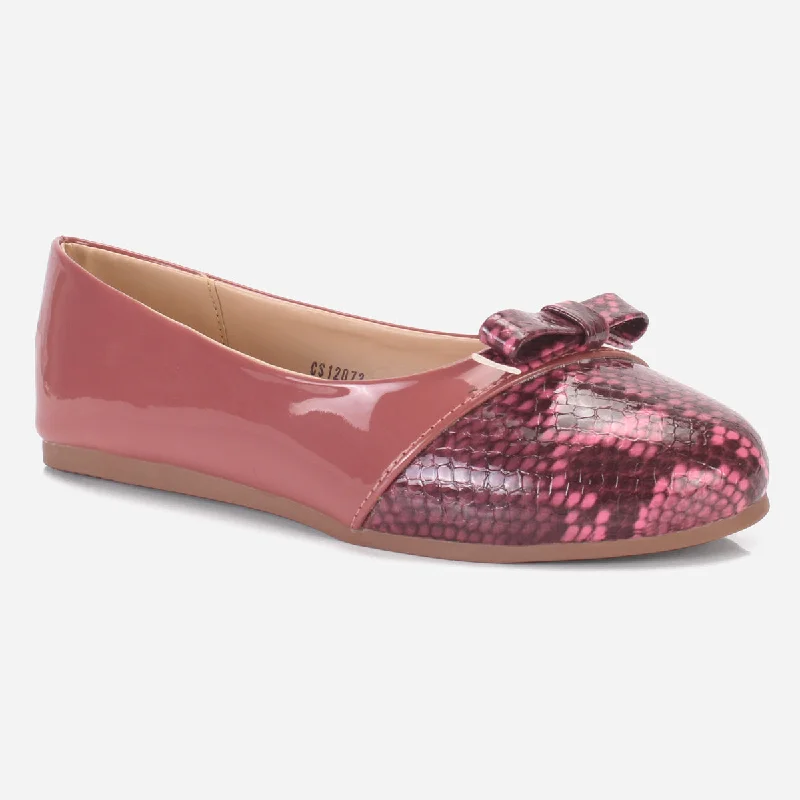 Girls "KITIE" Textured Flat Pumps Two - Tone Shoe Design  