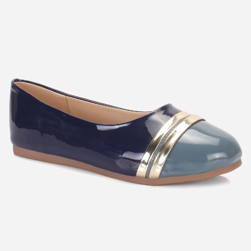 Girls "MIMI" Patent Flat Pumps Beaded Moccasin Design 