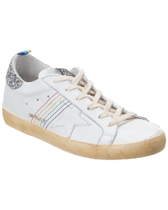 Golden Goose Superstar Leather & Glitter Sneaker Patchwork Shoe Aesthetic  