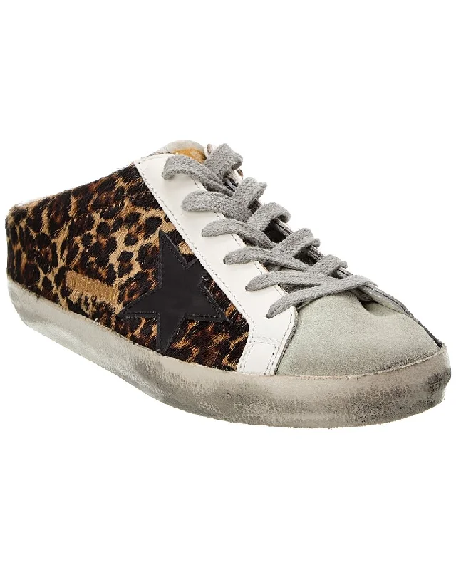 Golden Goose Superstar Sabot Haircalf & Leather Sneaker Open - Lacing Derby Look  