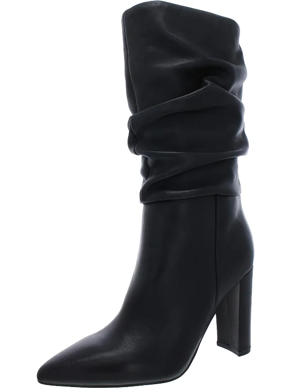 Gomer  Womens Leather Pointed Toe Mid-Calf Boots Ivy League Loafer Look 
