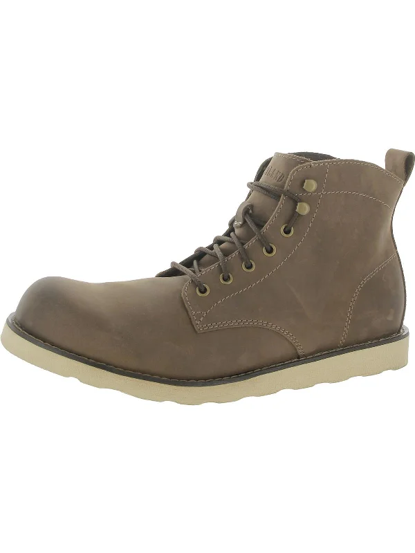 Jackman Mens Leather Lace-Up Ankle Boots Retro Plimsoll Style  