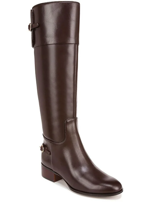Jazrin Womens Leather Riding Knee-High Boots Embroidered Cowboy Boot Design  
