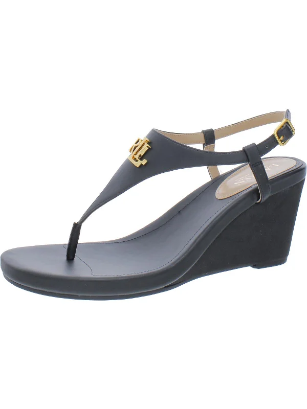 Jeannie Womens Logo Wedge Sandals Two - Tone Shoe Design  