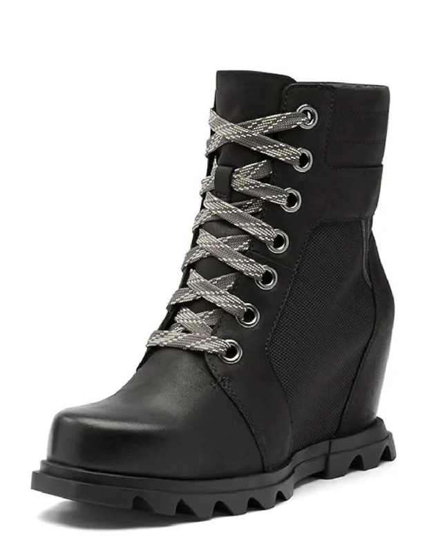 Joan Of Arctic Wedge Iii Lexie Boots In Black, Jet Neon - Accent Sneaker Look  