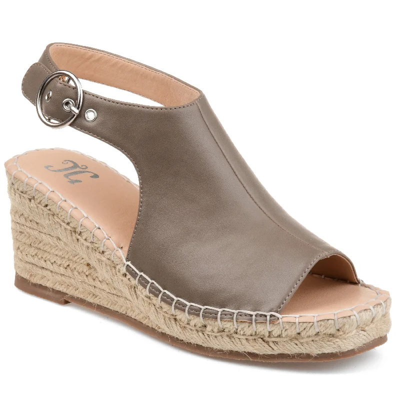 Journee Collection Women's Wide Width Crew Wedge Sandal Retro Plimsoll Style  