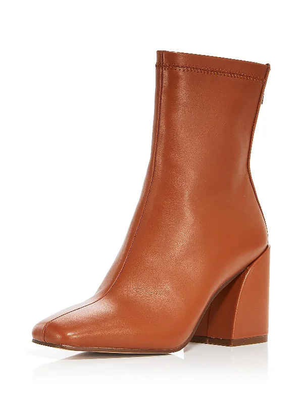 Julie Womens Leather Square Toe Mid-Calf Boots Combat - Inspired Military Boot Look  