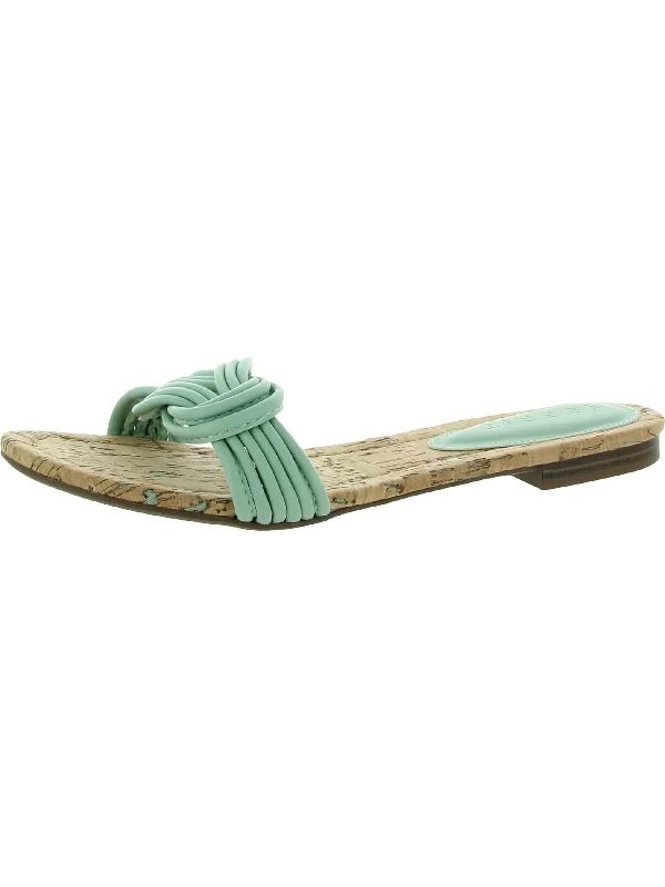 Katelyn Womens Faux Leather Flip Flop Flat Sandals Beaded Moccasin Design 