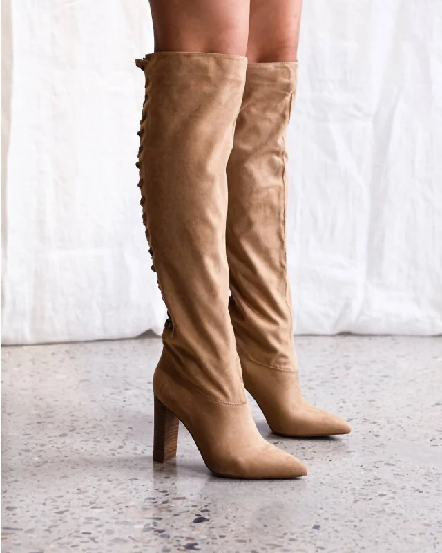 Kimba Latte Suede Boot In Brown Hiking Boot Durability Style  
