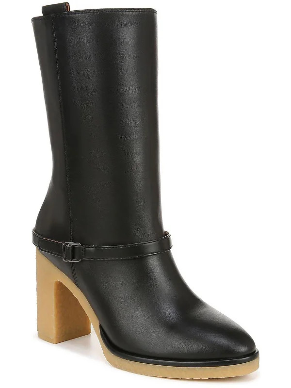 L Paxton Womens Suede Almond Toe Mid-Calf Boots Patchwork Shoe Aesthetic  