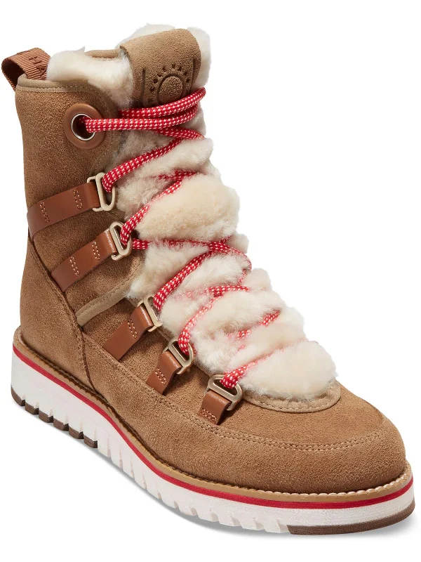 LUKE HIKER Womens Leather Wool Lined Wedge Boots Cowboy Boot Western Style  
