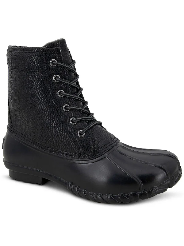 Maine Mens Faux Leather Round Toe Booties Open - Lacing Derby Look  