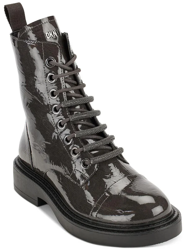 Malaya Womens Cushioned Footbed Combat & Lace-up Boots Single - Buckle Monk Look  