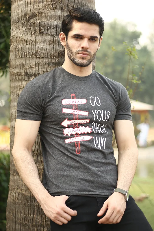Mens "MURAD" Cotton Graphic Tees Quilted Shoe Design  