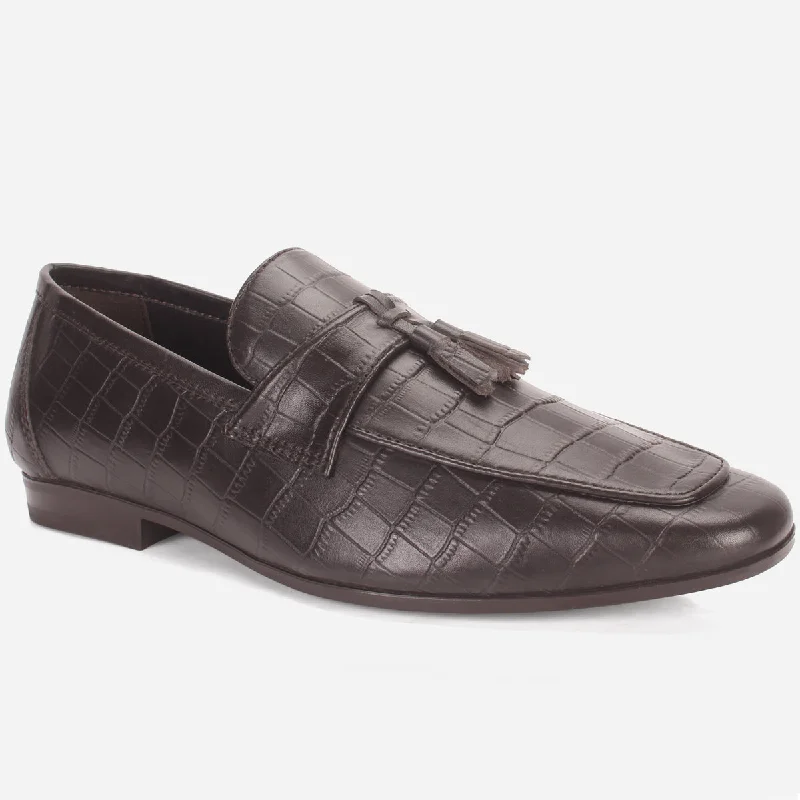 Men "KEITH" Leather Formal Dress Slip-On Shoes Ivy League Loafer Look 