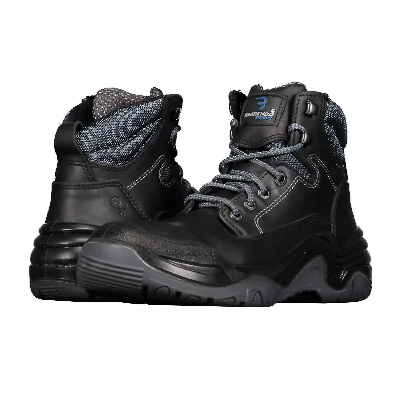 Men’S Steel Toe Work Boots In Black Striped Shoe Style  
