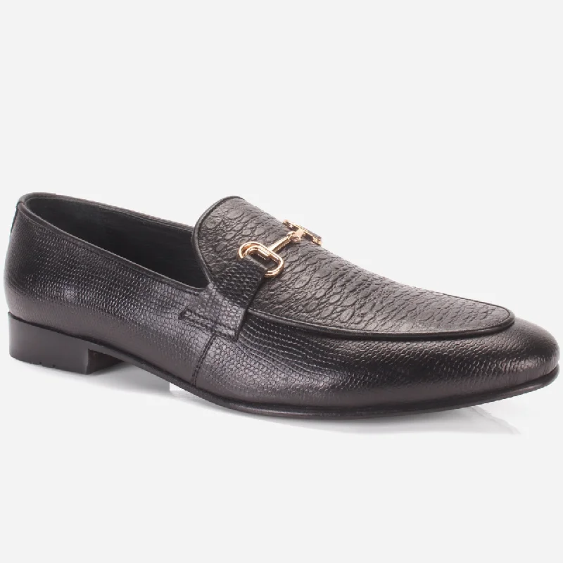 Mens "ASTON" Leather Slide-in Loafers Formal Shoes Rubber - Sole Plimsoll Look  