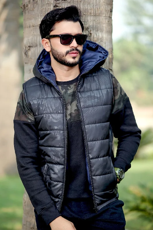 Men's "AUDY" Puff Winter Sleeveless Jacket Outerwear Glow - in - the - Dark Shoe Design  