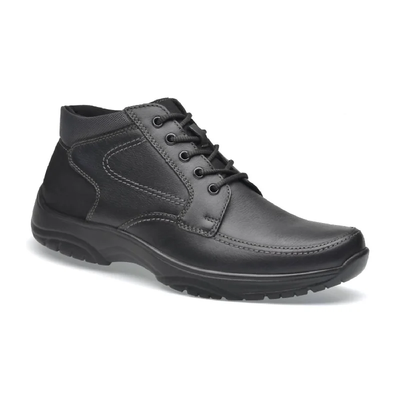 Men's Boots Low Ankle Cowhide Leather Jonas In Black Mod Oxford Design  