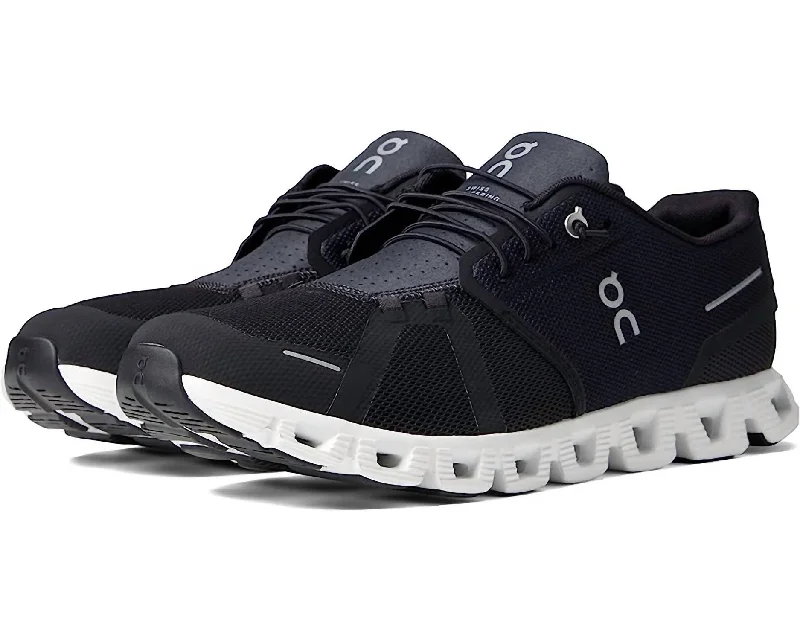 Men's Cloud 5 Sneakers In Black/ White Performance Running Sneaker Look  