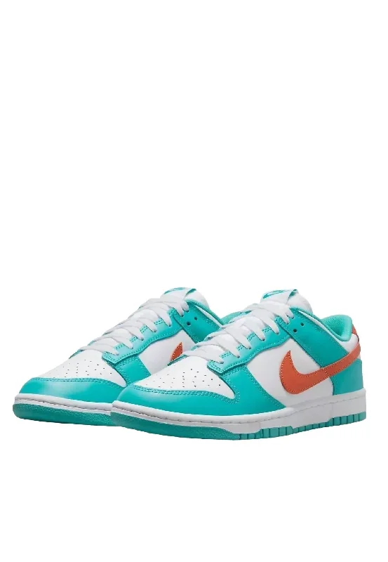 Men's Dunk Low Miami Dolphins Sneaker In White/cosmic Clay/dusty Cactus Chunky Platform Sneaker Style  