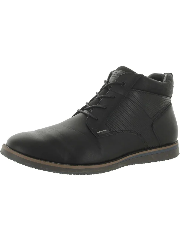 Mens Faux Leather Comfort Insole Ankle Boots Buckle -
