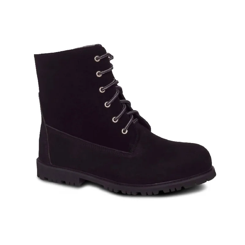 Men's Jo-Jo Sheepskin Boot In Black Strap - Up Sandal Resort Style  