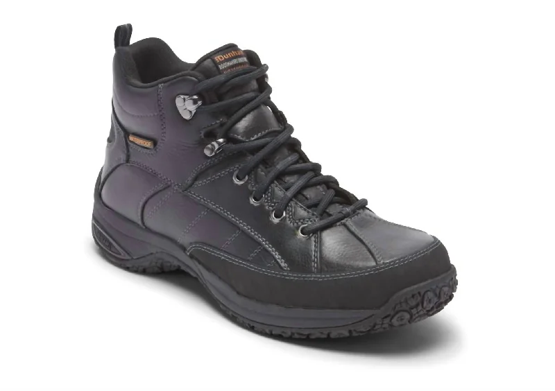 Men's Lawrence Mid Waterproof Boot In Black Open - Lacing Derby Look  