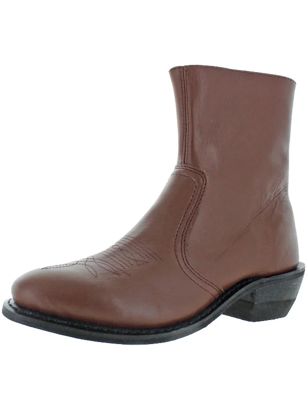 Mens Leather Western Dress Boots Buckle -