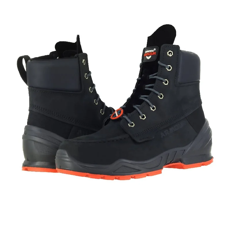 Men's Moc Toe Work Boots 8” In Black Chunky Platform Sneaker Style  