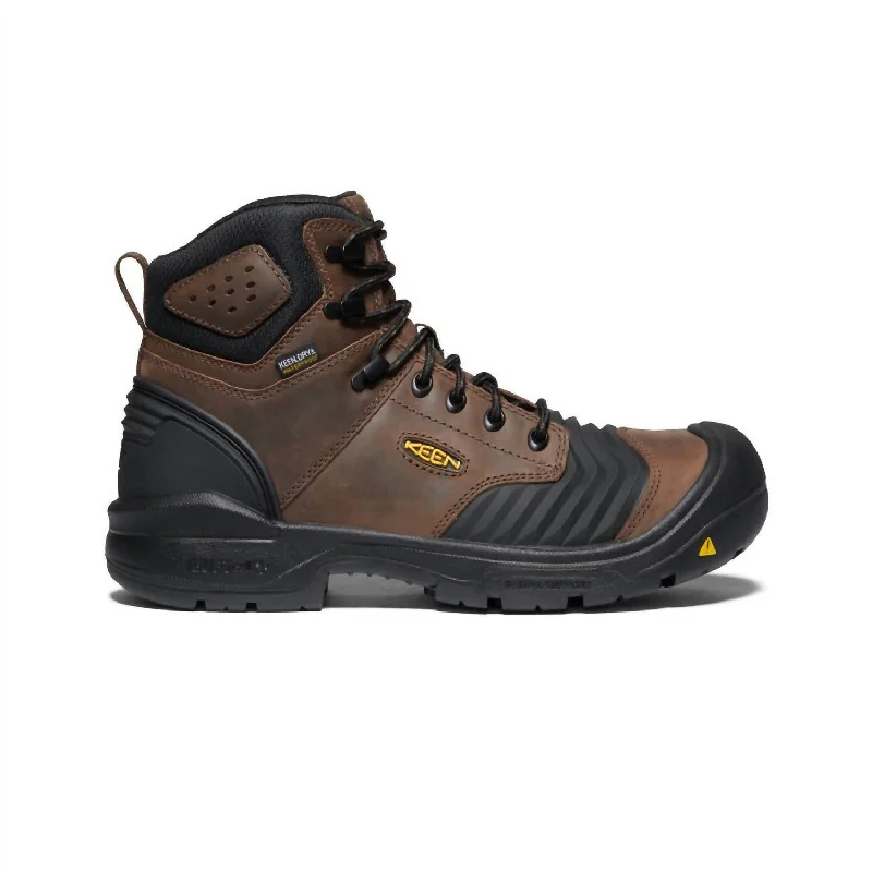 Men's Portland 6" Waterproof Boot In Dark Earth/black Wingtip Oxford Design 