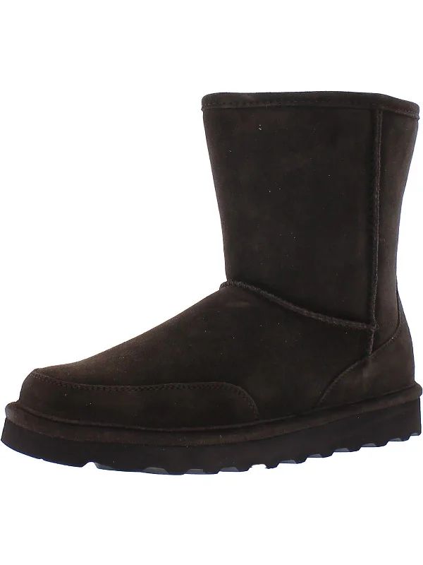 Mens Sheepskin Winter Mid-Calf Boots Casual Loafer Style          