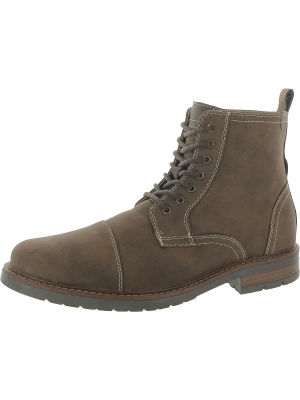 Mens Zipper Round Toe Combat & Lace-up Boots Vintage Oxford Appeal 