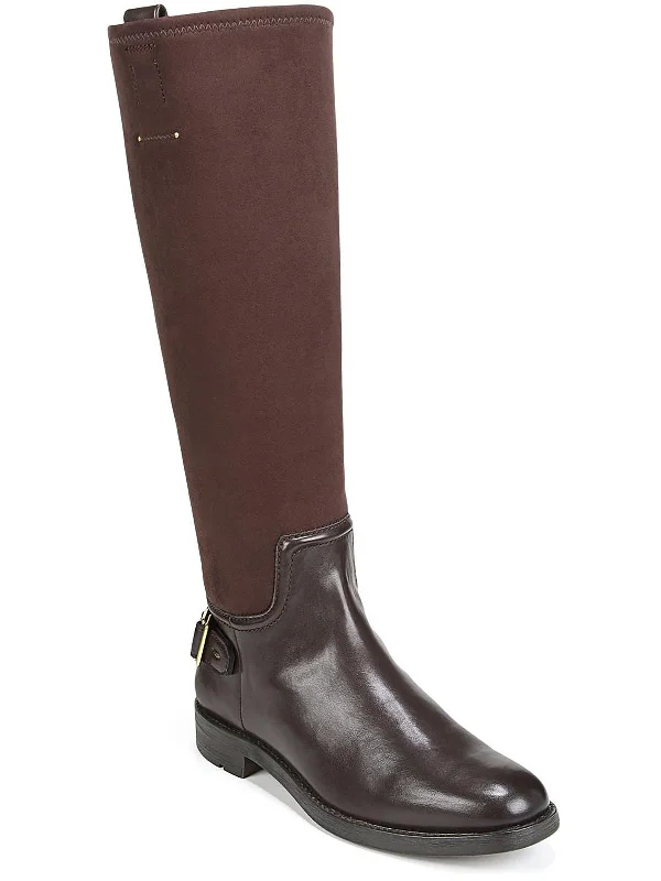 Merina Womens Faux Leather Wide Calf Knee-High Boots Moccasin Soft - Sole Style  