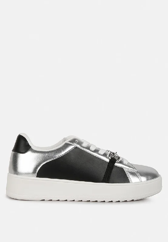 nemo contrasting metallic faux leather sneakers Mod Oxford Design  
