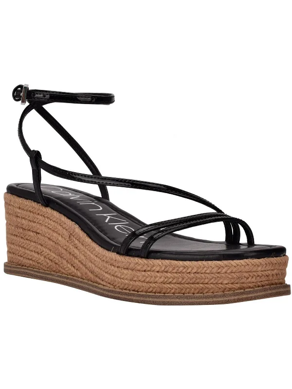 Neve Womens Faux Leather Wedges Platform Sandals Memory - Foam Slipper Look  