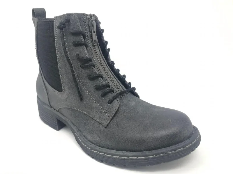 Old Times Combat Boot In Gray Embroidered Cowboy Boot Design  