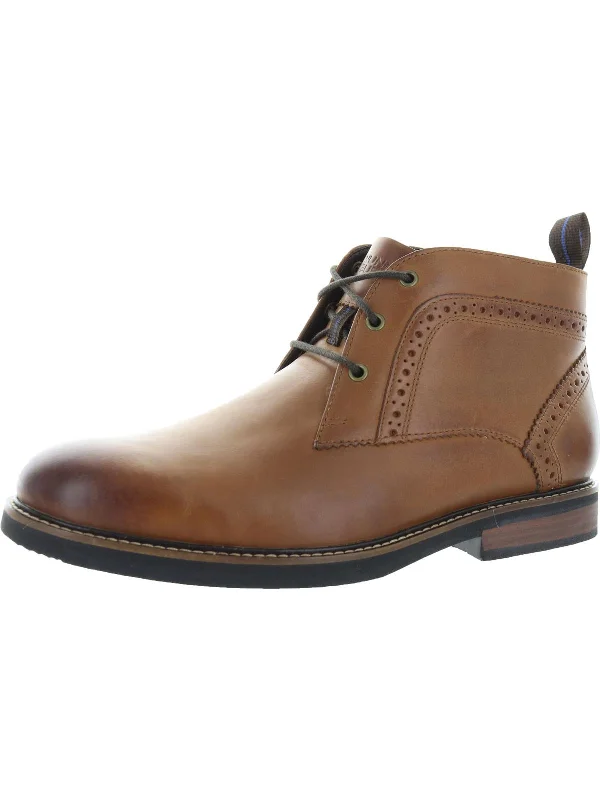 Ozark Mens Leather Dressy Chukka Boots Loose - Fit Slipper Style  