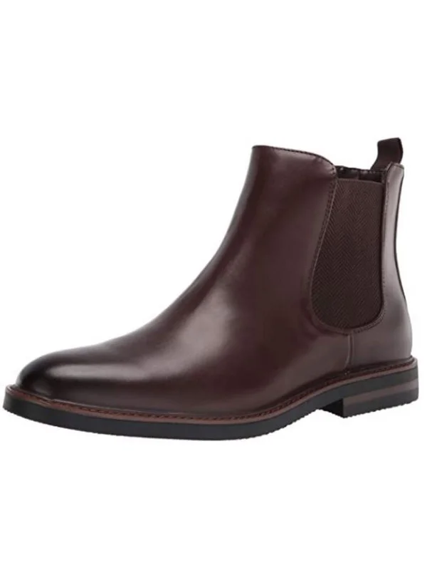 Peyton Mens Faux Leather Padded Insole Chelsea Boots Open - Lacing Derby Look  