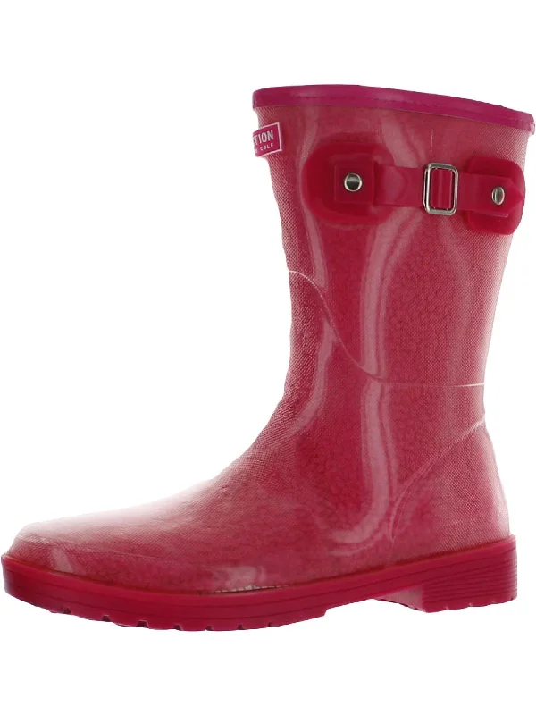 Rain Buckle Cozy Womens Mid-Calf Cold Weather Rain Boots Artisan - Crafted Loafer Style  