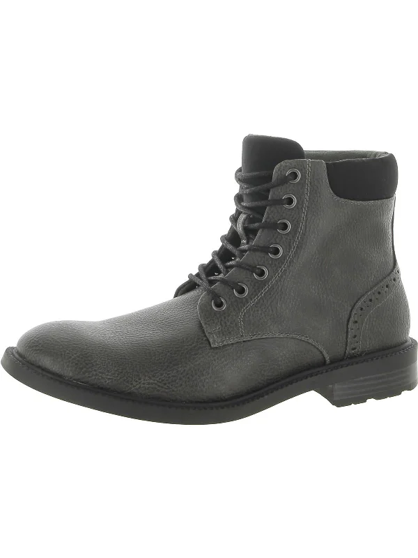 Roll Boot Mens Faux Leather Dress Boots Ankle Boots Wingtip Oxford Design 