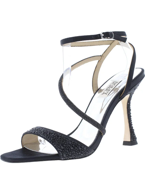 Sally  Womens Leather Open Toe Heels Inflatable Shoe Look 