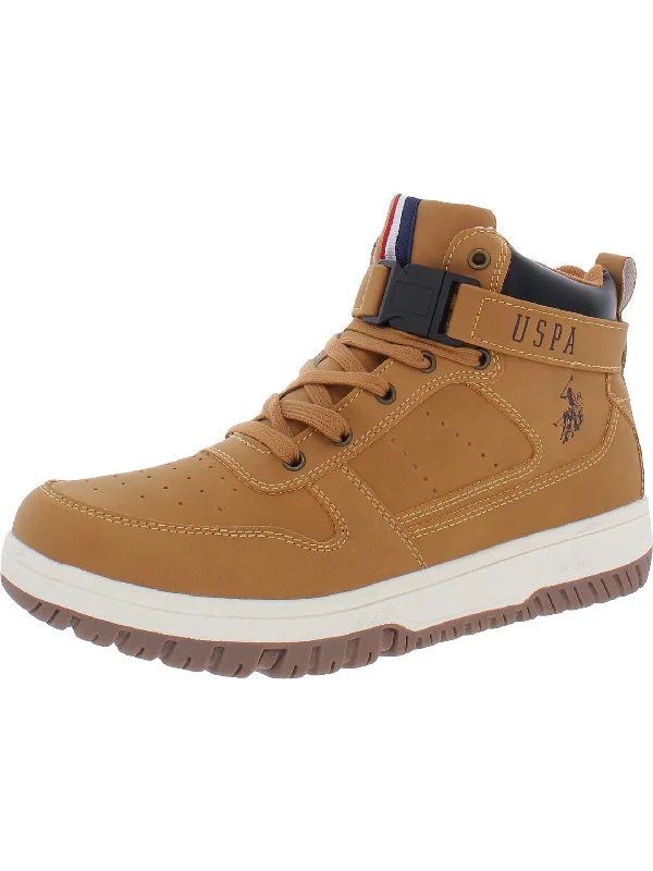 Santonio Mens Faux Leather Ankle Hiking Boots Hemp - Material Shoe Style  
