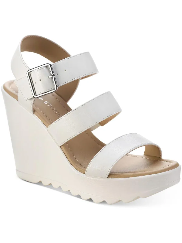 Siennaa Womens Faux Leather Strappy Wedge Heels Inflatable Shoe Look 