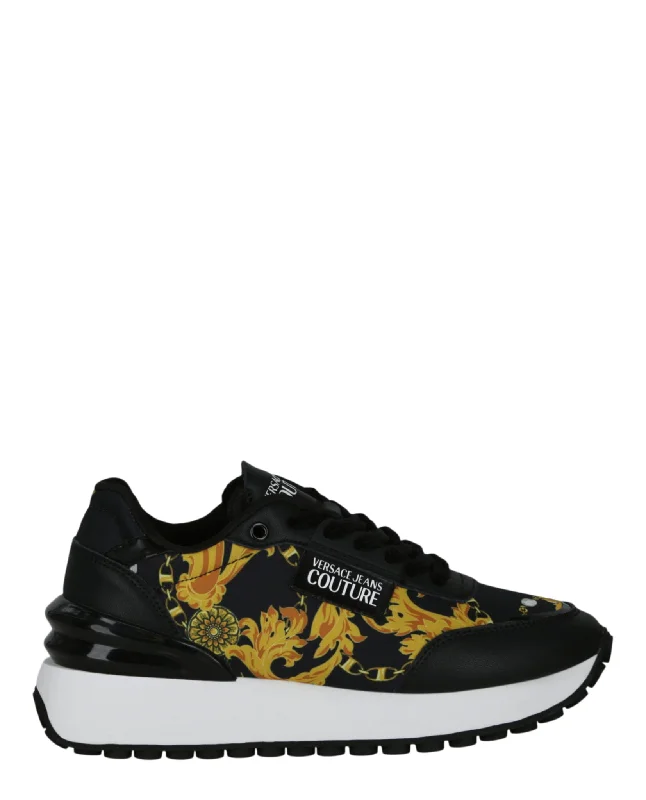 Spike Chain Couture Sneakers Camouflage Print Boot Style  