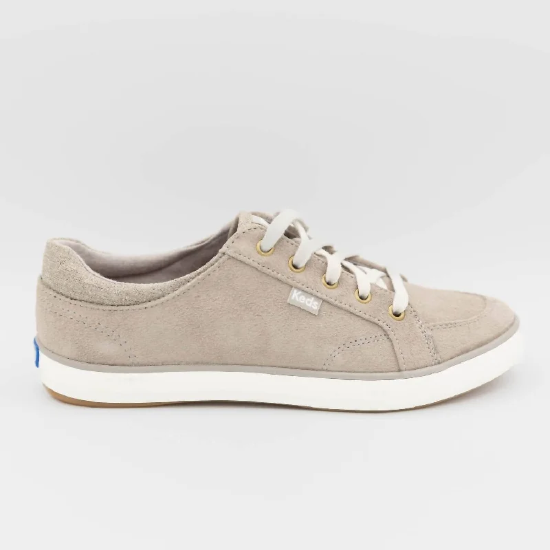 Suede Lace Up Sneaker In Dove Grey Performance Running Sneaker Look  