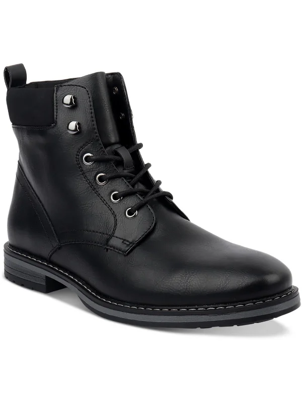 Westin Mens Faux Leather Lace-Up Ankle Boots Beaded Moccasin Design 