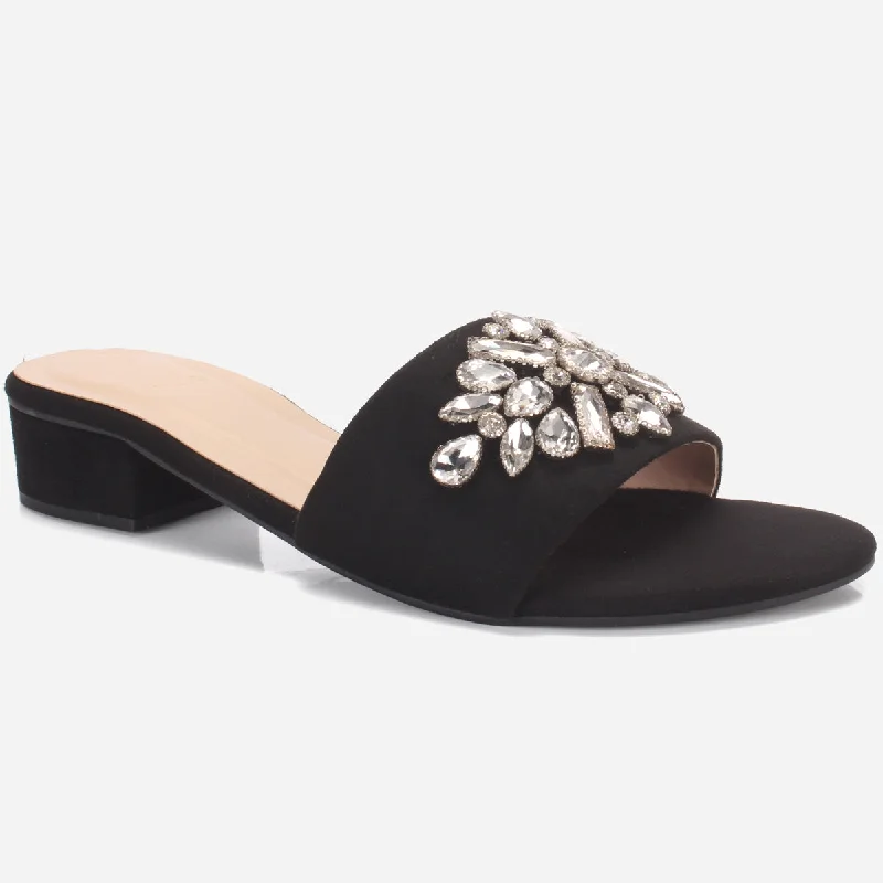 Women "GIA" Low Block Heel Slippers Retro Plimsoll Style  